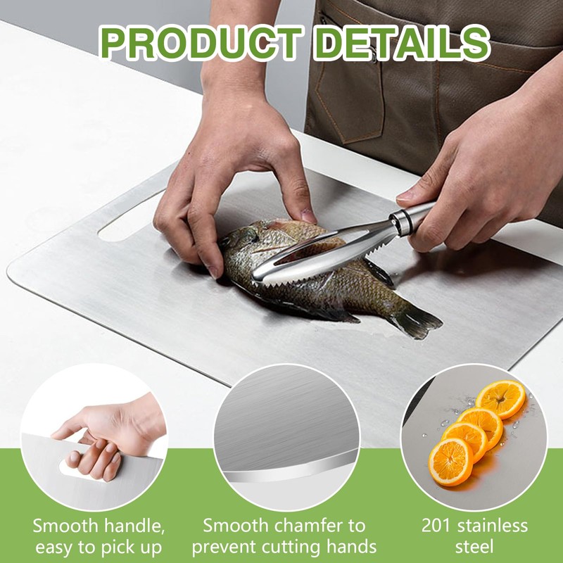 Thoquene Titanium Chopping Board with Connection Set, Stainless Steel, Double-Sided
