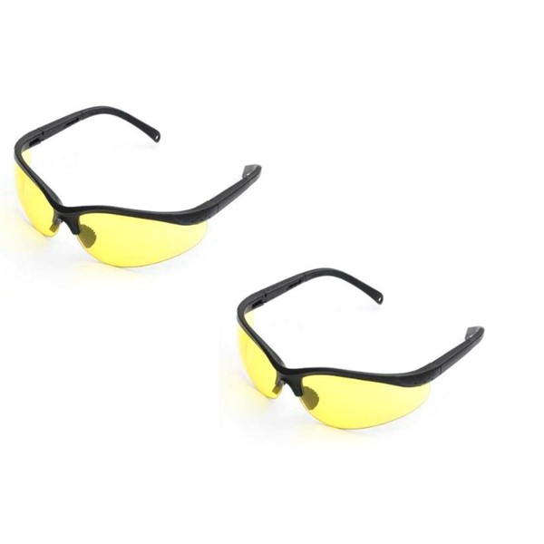 LEDwholesalers UV Protection Adjustable Safety Glasses with Yellow Tint, 7821 (2 Pack)