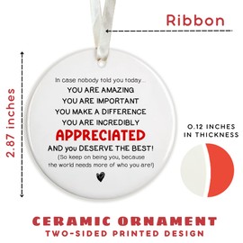 Inspirational Christmas Ornaments, Motivational Christmas Ornaments, Thank You Ornaments for Christmas Tree - Inspirational Gifts for Women, Motivational Gifts, Positive Gifts - Ceramic Ornament 2024