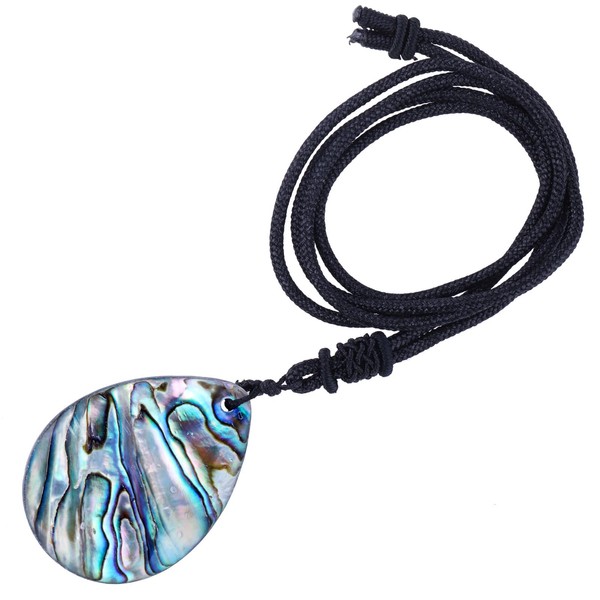 mookaitedecor Natural Abalone Shell Crystal Pendant with Nylon Rope, Polished