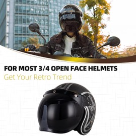 Soman 3 Snap Bubble Visors, Snap On Bubble Face Shield 3 Snap Compatible with Motorcycle 3/4 Open Face Helmets (Raibow)
