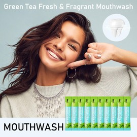 Mini Mouthwash Travel Size,Green Tea Flavor Portable Individual Travel Mouth Wash for Fresh Breath, Refreshing Long Lasting Gentle Oral Care Mouthwash Packs(Pack of 20)