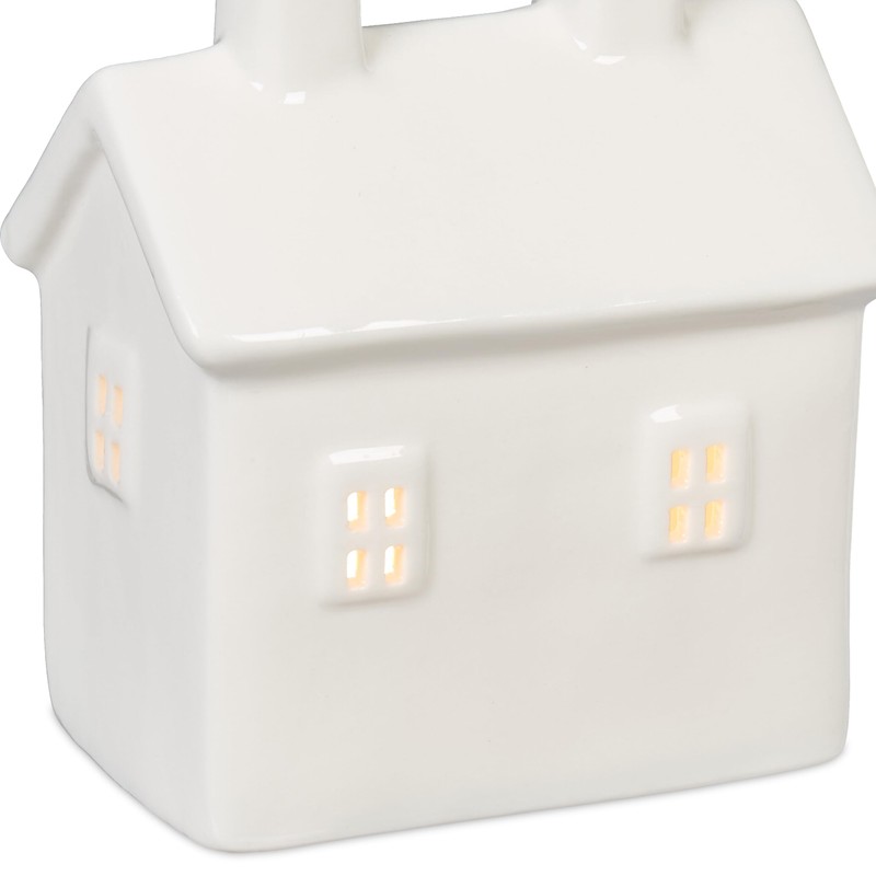 Relaxdays Ceramic Tea Light House, Light House for 1 Tea