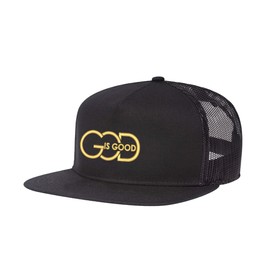 Religious Christian Embroidered Hat Collection Adjustable Faith Based Golf Caps with Inspirational Designs (US, Alpha, One Size, God is Goodv2 - Solid Blk - Flat)