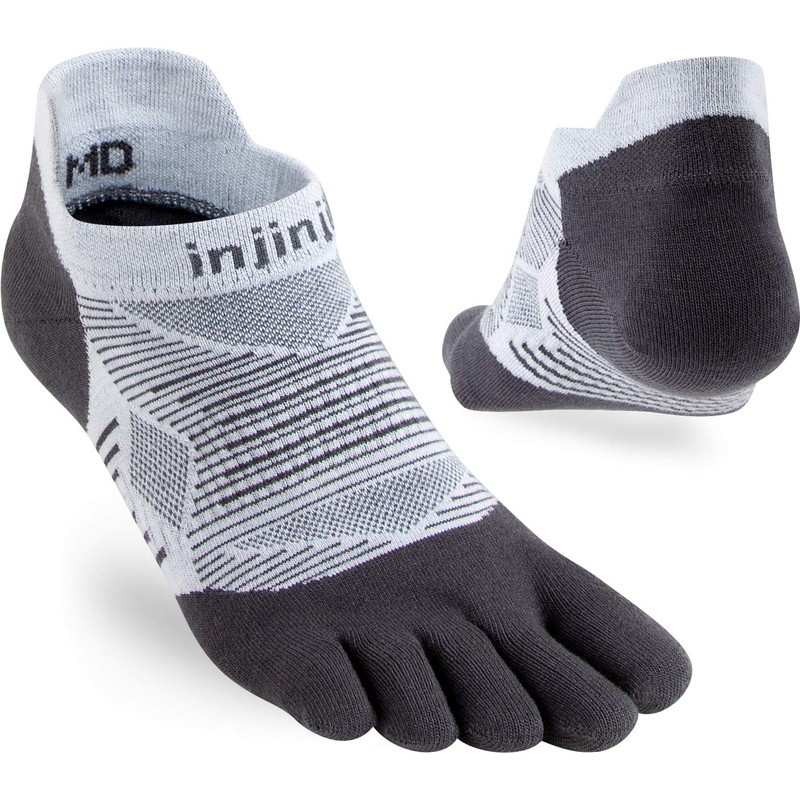 Injinji Run Original Weight No Show Socks Grey Shoe Size
