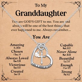 GULICX Granddaughter Gifts from Grandma, Cross Necklace Toddler Stocking Stuffers for Kids Teens Girls, Christian Easter Basket Stuffers Baptism Confirmation Valentines Day Christmas Birthday Gifts