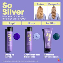 Shampoo Morado Matrix So Silver Para Cabellos Rubios 300 Ml