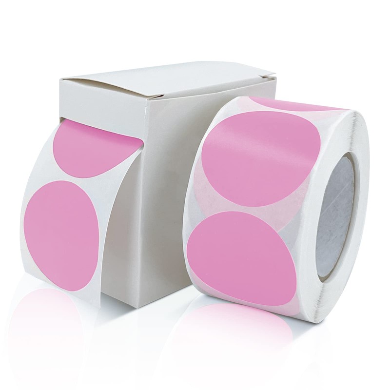 Round Stickers Pink 25mm Circle Labels with Dispenser Box Color