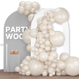 PartyWoo White Sand Balloons, 120 pcs Boho White Balloons Different Sizes Pack of 18 Inch 12 Inch 10 Inch 5 Inch for Sand White Balloon Garland as Birthday Decorations, Party Decorations, White-F12
