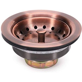 KONE 3-1/2 Inch Kitchen Sink Drain AC Assembly with Strainer Basket/Stopper, all Stainless Steel Antique Copper Durable and Rustproof