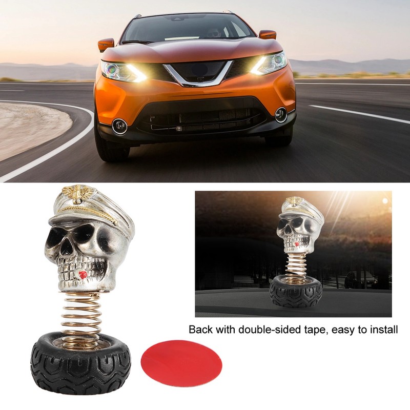 Swing Waving Human Skull Car Interior Decoration Dashboard Ornament Decor
