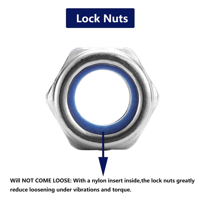 M6 x 1.0mm Nylon Insert Hex Lock Nuts 50Pcs 304