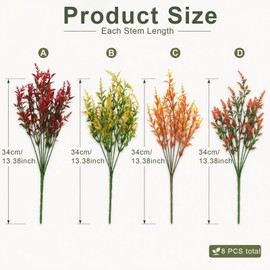 8 Pcs Artificial Flowers Autumn Decorations,Orange Fall Artificial Lavender