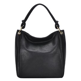 Antik Kraft Amara Hobo | Top Handle Hobo Satchel, Soft Distressed Vegan Leather Handbag or Purse | 17" L x 5.25" W x 14" H (Black)