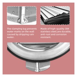 WeCooper 304 Stainless Steel Air Vent 150mm, Round Bull Nosed External Extractor Wall Vent Outlet, Grille with Louvres, Fly Screen and Drip Deflector