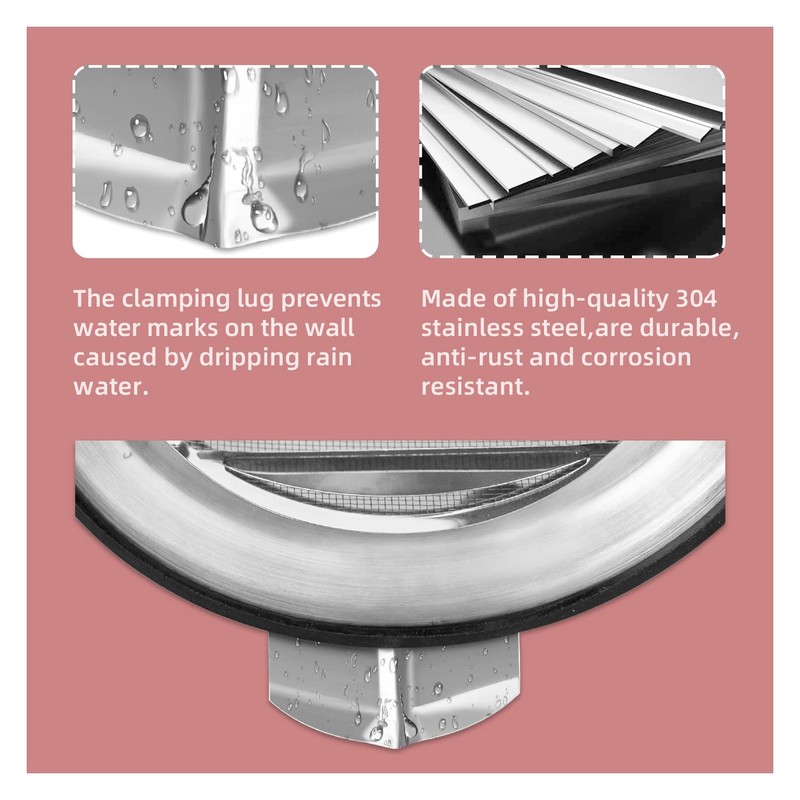 WeCooper 304 Stainless Steel Air Vent 150mm, Round Bull Nosed