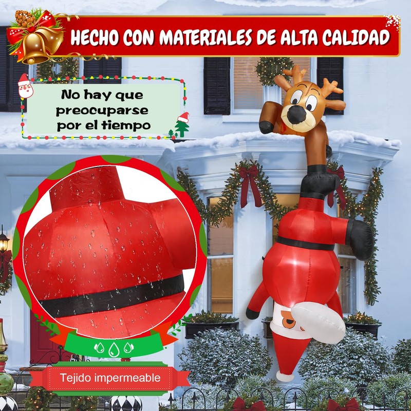 Dorkis 2.4 m Adornos Navideños Inflables para Exteriores, Papá Noel