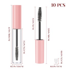 Minkissy 10PCS Mascara Empty Bottle Empty Mascara Tube with Eyelash Wand Plastic Eyeliner Tube Container Refillable Eyelash Growth Oil Bottle Lip Container for Women DIY Tubes 10ml