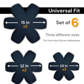 SAVUK Pot and Pan Protectors Set of 6 and 3 Different Sizes Separators Pad Pot Dividers Anti-Slip Pad for Stacking and Protecting Cookware Avoid Scratching (10" 12.5" 15") (Black)