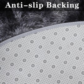 ConCus-T Grey Bath Mat Area Rug for Girls Boys Bedroom Shag Faux Fur Play Rug Fluffy Rug Cute Furry Mat for Tub Living Room, Dark Grey, 60 X 120cm