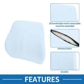 A ABSOPRO Car Seat Lumbar Cushion Memory Foam Support Ergonomic Design 34.5x38x10cm Blue 1 Pc