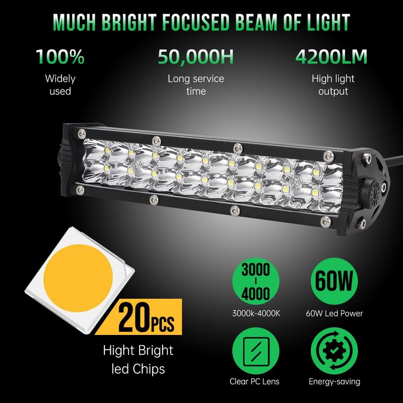 AUTOVIC Light Bar Kit Waterproof Plug-Play Driving Light Kit 7/8"