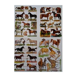 EF SET 12 Glossy Pictures Horse Brown Mould Motif Set of 4 Different Paper Sheets for Crafts and Decorating Poetry Pictures Decoration