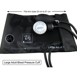 EMI Aneroid Sphygmomanometer Manual Blood Pressure Large Adult Cuff (Large Adult Stethoscope Set - Black)