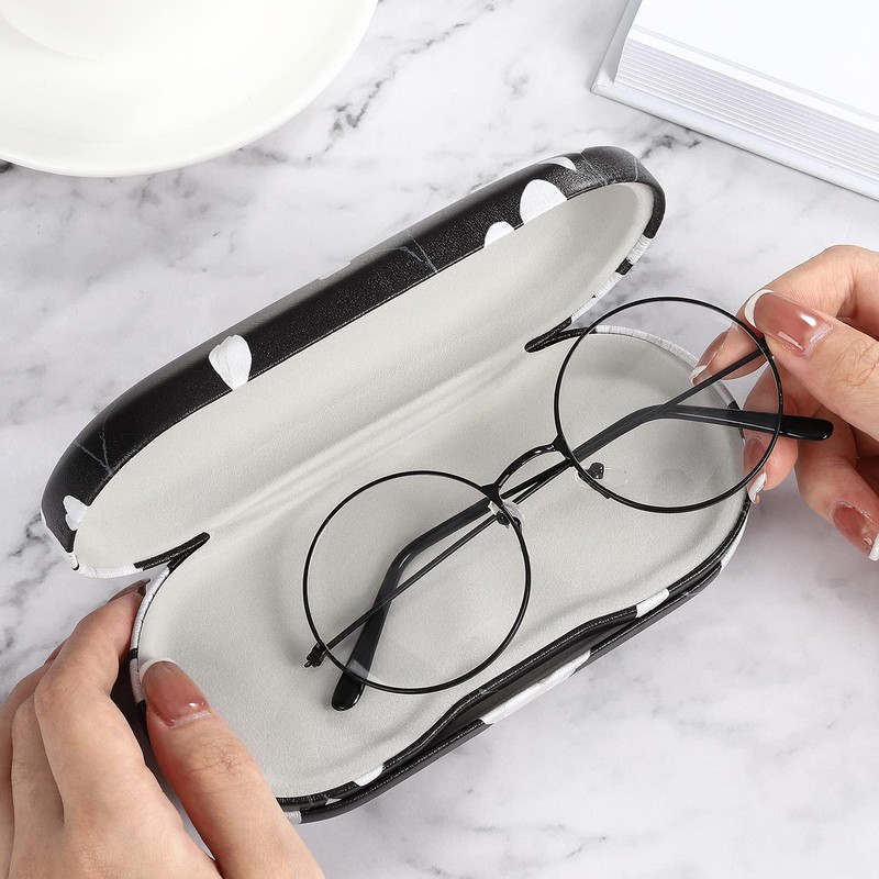 MoKo Double Eyeglass Case, Contact Lens Case with Mirror Tweezers