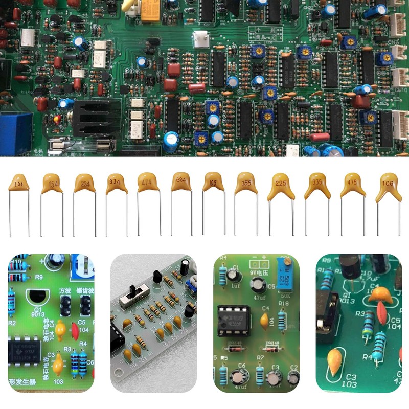 YIXISI 360 Pieces 12 Values 0.1uF-10uF 50V Ceramic Capacitor Assortment