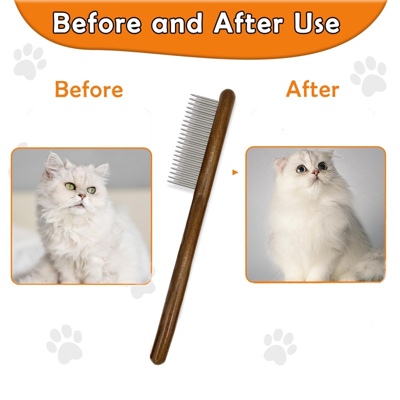 ZKKZOMA Wooden Dog Cat Flea Comb for Small Pets,Gift for