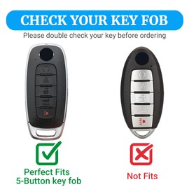 Joouheax for Nissan Key Fob Cover with Key Chain, Silver Edge Soft TPU 5 Button Key Case for Nissan Rogue Altima Kicks Pathfinder Sentra 2023 2024 2025, Blue