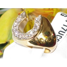 YourJewelleryBox Mens Horse Shoe Ring Gold CZ Signet Pinky Steel Chunky TK717 T