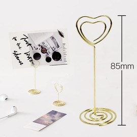 YINKE Memo Clip Memo Holder Stand Card Stand Heart Office Wedding Tabletop Decoration Photo Place Card Table Number Holder Card Holder Set of 20 (Gold)