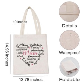 LEVLO Mom Gift Nonna Compassionate Caring Accepting Shopping Shoulder Bag Mother's Day Thanksgiving Gift, Mum, Large