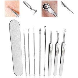 Plstod Blackhead Remover, Pimple Squeezing Tool, Blackhead Remover Set, for Face Care with Box for All Skin Types, Pack of 8