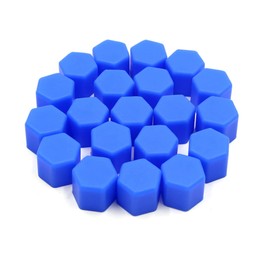 sourcing map 20pcs 17mm Rubber Car Wheel Tire Tyre Nut Screw Cover Caps Hub Protector Blue