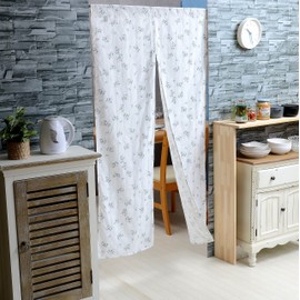 Kuai Noren Noren, Thin, Width 33.5 inches (85 cm), Length 35.4 inches (90 cm), 47.2 inches (120 cm), 59.1 inches (150 cm), Natural Earth Color, Floral Pattern, Blindfold, Long, Kitchen, Living Room,