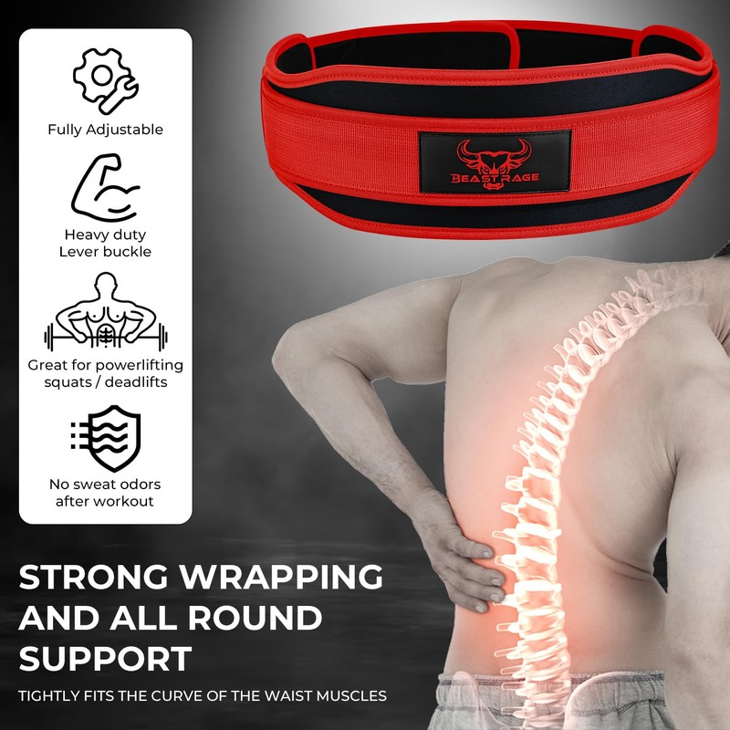 Weight Lifting Belt Double Strength 5.5 Padded Neoprene Back Gym
