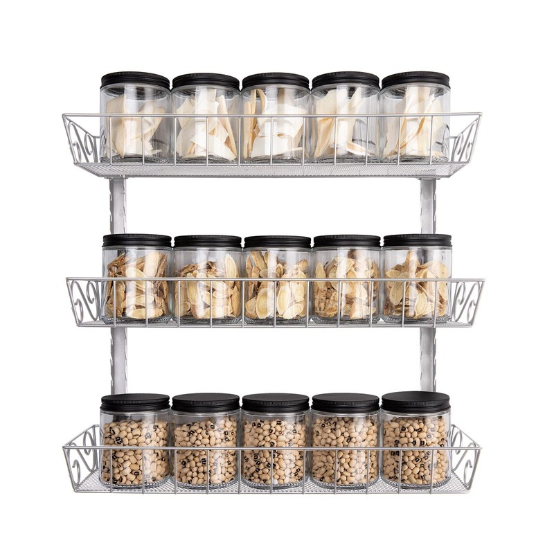 SWOMMOLY Adjustable Wall Mount Spice Rack, 3-Tier Dual-use (Multi-use) Organizer,