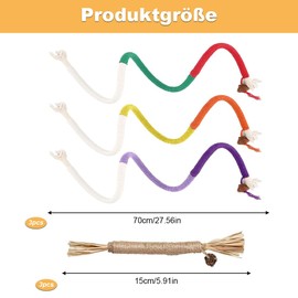 Megcdtr Cat Teething Rope, Pack of 6 Cat Rope Toy 70 cm and 15 cm, Chew Toy Cat Teething Rope, Cat Rope Toy, Chew Toy Cat for Cats Dental Care and Against Bad Breath (Multi-Colour)