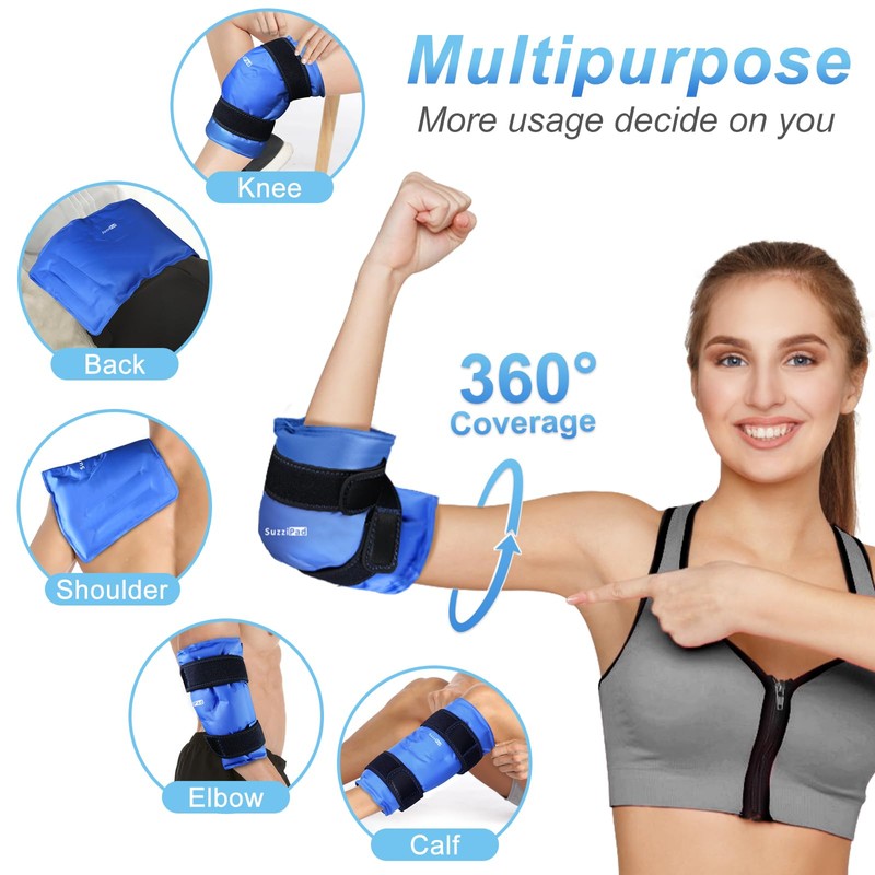 SuzziPad Elbow Ice Pack Wrap – Wearable Cold Compression Sleeve