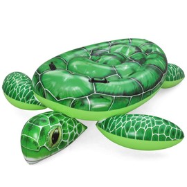Bestway Inflatable Sea Turtle Pool Float, Kids Ride-On Pool Floatie with Handles, Swimming Pool and Beach Toy, Green
