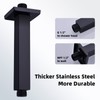 6 Inch Square Ceiling Mount Shower Arm with Flange, Stainless