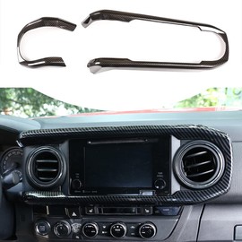 Car ABS Inner Look Central Console Dashboard Panel Cover Trim Fit for Toyota Tacoma 2016 2017 2018 2019 2020 2021 2022 2023 Console Dashboard Decorative Border Frame (Carbon Fiber)