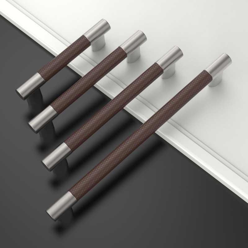 Coinkoly 10 Pack Brown and Brushed Satin Nickel 7 Inch(177mm)