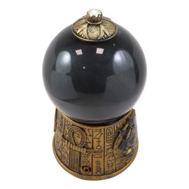 Ebros Egyptian Mythology God of Mummification and Dead Afterlife Anubis Black Chaos Sandstorm Ball Statue 7" Tall Gods of Egypt Mythical Fantasy Sculpture Decor Sand Storm Gazing Ball Decorative Art