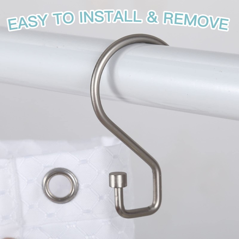 Goowin Shower Curtain Hooks, S Shape Shower Curtain Rings, Rustproof