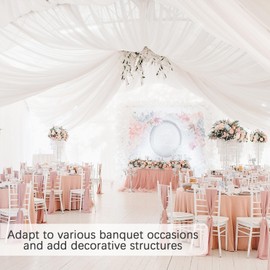 Yudlto 24 Inch Silver Ceiling Drapes Hanging Kit for 6 Panels, Metal Canopy Hoop Hardware Set for Wedding Ceiling Draping Fabric, Indoor & Outdoor Decoration (24 inch)