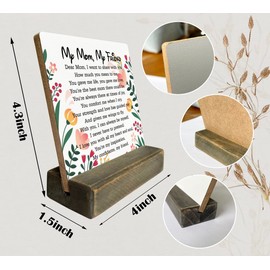 Gift for Mom from Daughter or Son - "My Mom, My Friend" Plaque with Wooden Stand, Meaningful Wood Sign Plaque Gift, Gifts for Mom, Mothers Day, Valentines Day, Mother of the Bride, Mother of the Groom